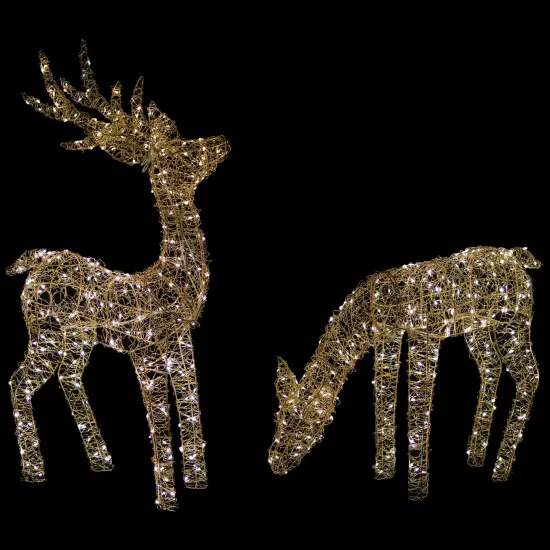 Northlight LED Lighted Twinkle Mesh Reindeer Outdoor Christmas Decoration - 37" - Set of 2 Gold {4}