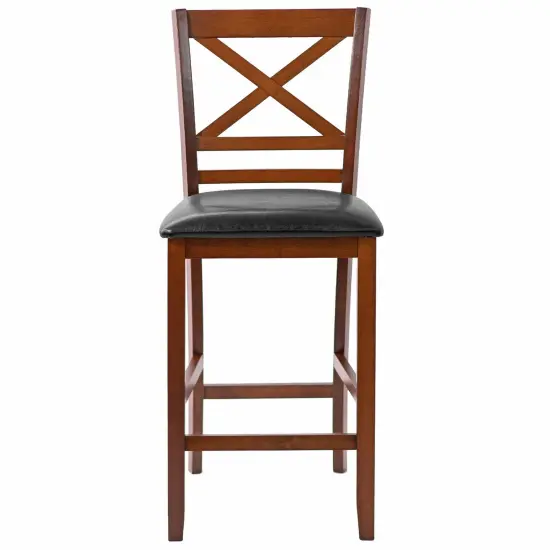 Set of 2 Bar Stools 25 Inch Counter Height Chairs with PU Leather Seat {5}