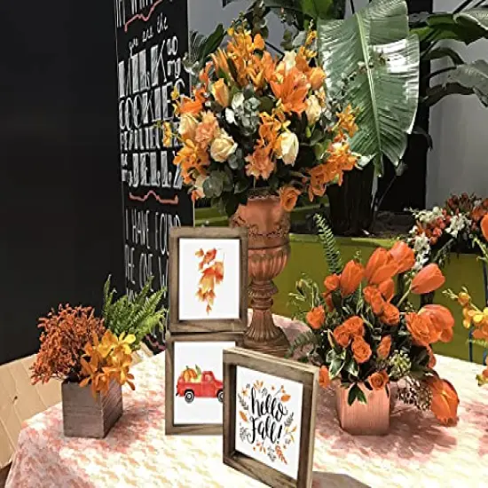 Fall Decorations Farmhouse Fall Home Decor Hello Fall Signs 36 Interchangeable Sayings with 3 Wooden Frames Autumn Decorations for Office and Living Room Tiered Tray Decor Table Desk Wall Decor Seasonal Decoration Holiday Gift {2}