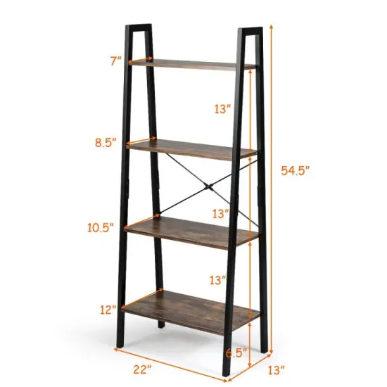 4-Tier Ladder Shelf Ladder Bookcase Bookshelf Display Rack Plant Stand {5}