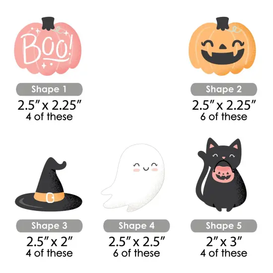 Big Dot of Happiness Pastel Halloween - DIY Shaped Pink Pumpkin Party Cut-Outs - 24 Count {3}