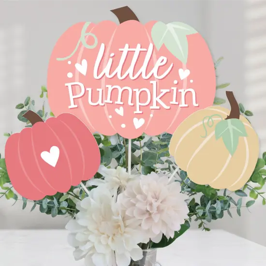 Big Dot of Happiness Girl Little Pumpkin - Fall Birthday Party or Baby Shower Centerpiece Sticks - Table Toppers - Set of 15 {1}