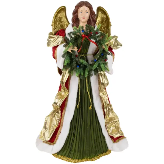 Northlight Commercial Size Angel Christmas Tree Topper with Wreath - 3' - Red and Green - Unlit {1}