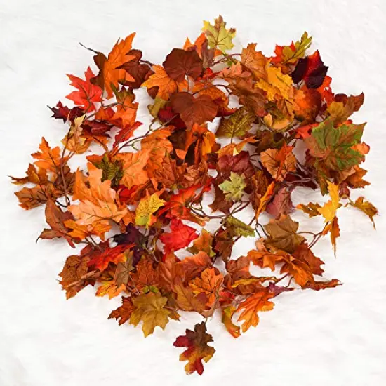 2 Pack Fall Maple Garland - 5.9ft/Piece Artificial Fall Foliage Garland Colorful Autumn Decor for Home Wedding Party (Mixed Color) {4}