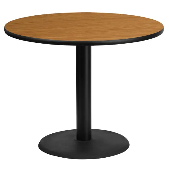 Emma and Oliver 36" Round Laminate Table Top with 24" Round Table Height Base Natural {1}