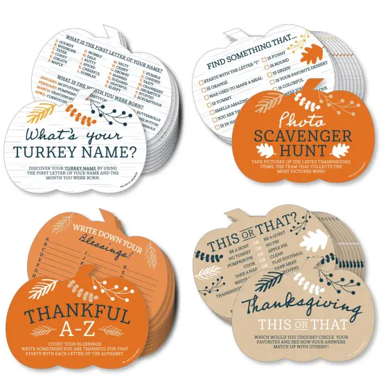 Big Dot of Happiness Happy Thanksgiving - 4 Fall Harvest Party Games - 10 Cards Each - Gamerific Bundle {1}