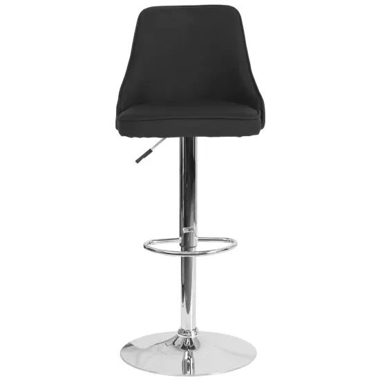 Emma and Oliver Contemporary Adjustable Height Barstool Black Fabric {2}