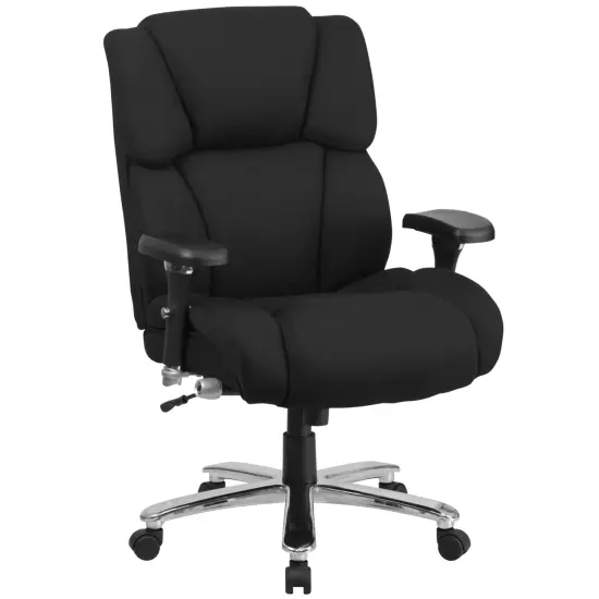 Emma and Oliver 24/7 400 lb. Big & Tall High Back Tufted Lumbar Knob Ergonomic Office Chair Black Fabric {1}