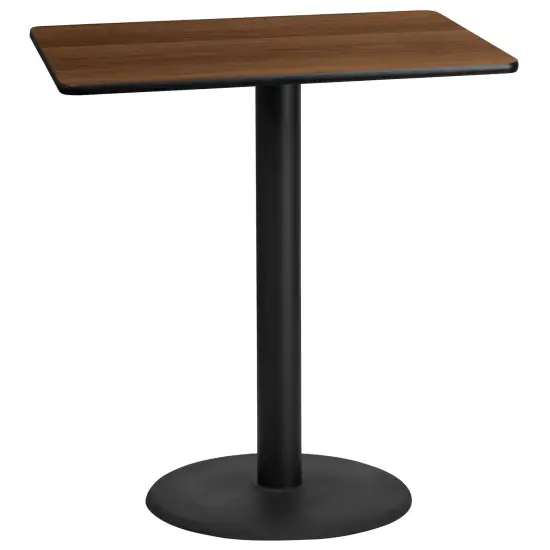 Emma and Oliver 30"x42" Rectangular Laminate Bar Table with 24" Round Base Walnut {1}
