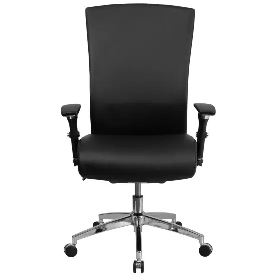 Emma and Oliver 24/7 300 lb. Rated High Back Swivel Seat Slider Lumbar Ergonomic Office Chair Black LeatherSoft {2}