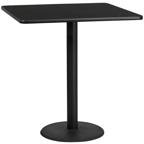 Emma and Oliver 42" Square Laminate Table Top with 24" Round Bar Height Table Base Black {1}