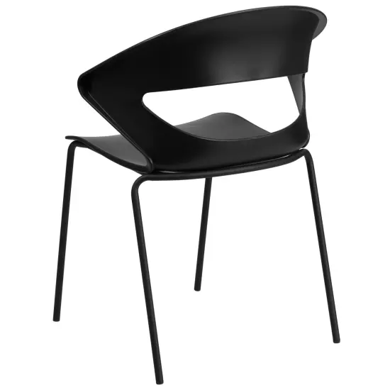 Emma and Oliver 440 lb. Capacity Stack Chair Black {4}