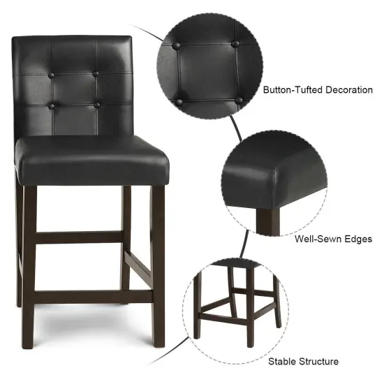 Set of 2 PVC Leather Bar Stools {5}