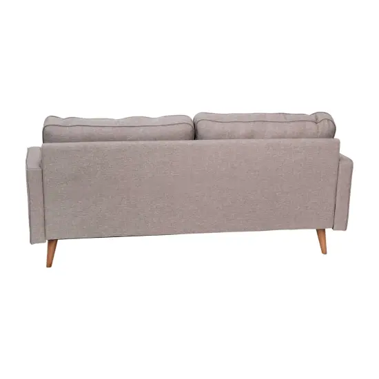 Emma and Oliver Holden Upholstered Mid-Century Modern Pocket Spring Sofa with Wooden Legs and Removable Back Cushions Slate Gray {4}