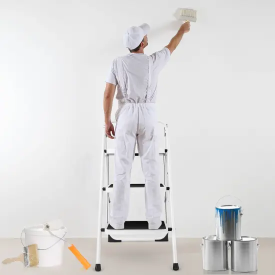 Folding 3-Step Ladder with Handgrip and Anti-Slip Platform {5}
