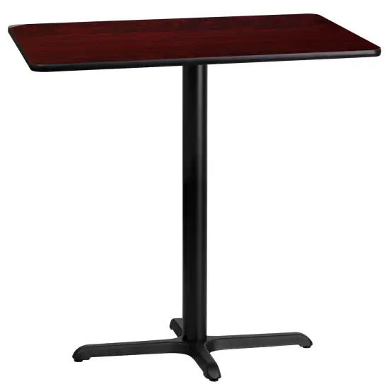 Emma and Oliver 24"x42" Rectangular Laminate Bar Table with 23.5"x29.5" Base Mahogany {1}
