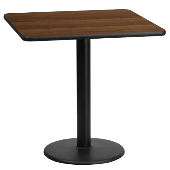 Emma and Oliver 24" Square Laminate Table Top with 18" Round Table Height Base Walnut {1}