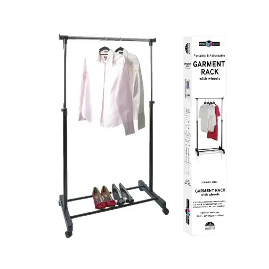 Black Stainless Steel Double Rod Clothes Rack {3}