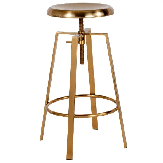 Emma and Oliver Industrial Style Barstool with Swivel Lift Adjustable Height Seat Gold {3}