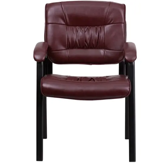 Emma and Oliver Faux Leather Executive Reception Chair with Powder Coated Frame BrownLeaSoft/Black {8}