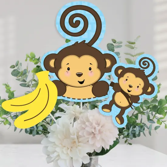 Big Dot of Happiness Blue Monkey Boy - Baby Shower or Birthday Party Centerpiece Sticks - Table Toppers - Set of 15 {1}