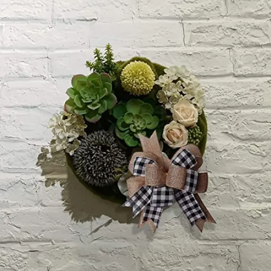 Black White Plaid Gift Bows Burlap Wreaths Bows Christmas Tree Topper for Wedding Holiday Birthday Party Decoration 12" x 9.4" {3}