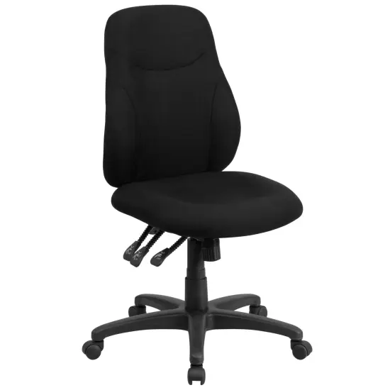 Emma and Oliver Mid-Back Fabric Multifunction Swivel Ergonomic Task Office Chair with 1.5" Back Adjustment Black {1}