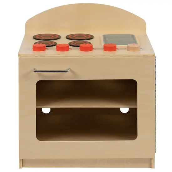 Emma and Oliver Children's Wooden Kitchen Stove with Turnable Knobs for Commercial or Home Use Natural {3}