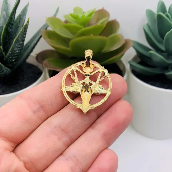 1, 4 or 20 Pieces: Gold Satanic Baphomet Pentagram Charms {3}