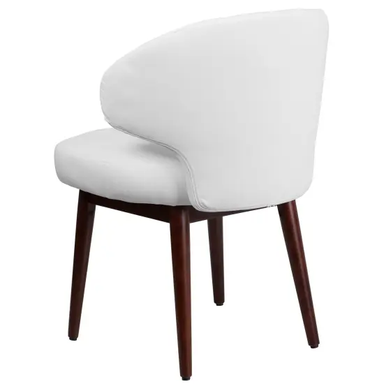 Emma and Oliver Side Reception Chair with Walnut Legs White LeatherSoft {4}