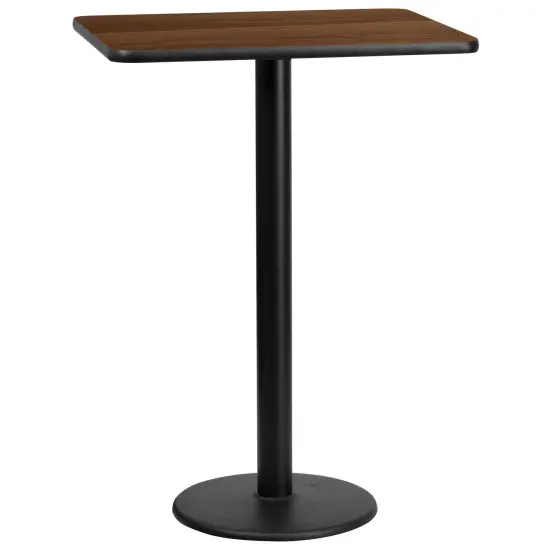 Emma and Oliver 24"x30" Rectangular Laminate Bar Table with 18" Round Base Walnut {1}
