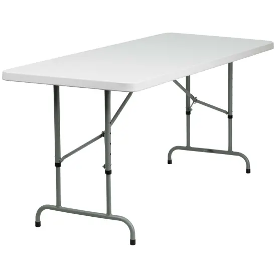 Emma and Oliver 6-Foot Height Adjustable Plastic Folding Table Granite White {1}