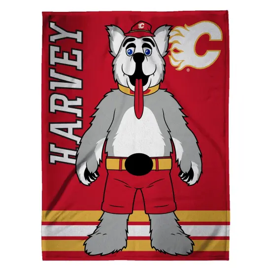 Sleep Squad Calgary Flames Harvey the Hound Mascot 60&rdquo; x 80&rdquo; Raschel Plush Hockey Blanket {2}