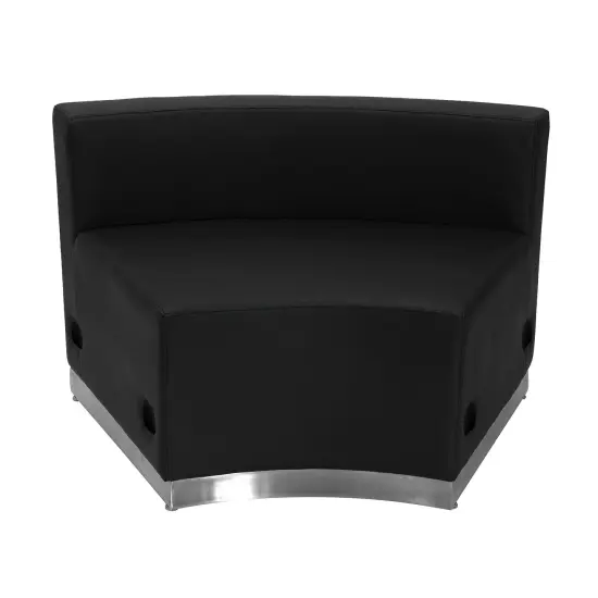 Emma and Oliver Modular Reception Concave Chair with Brushed Stainless Steel Base Black {1}