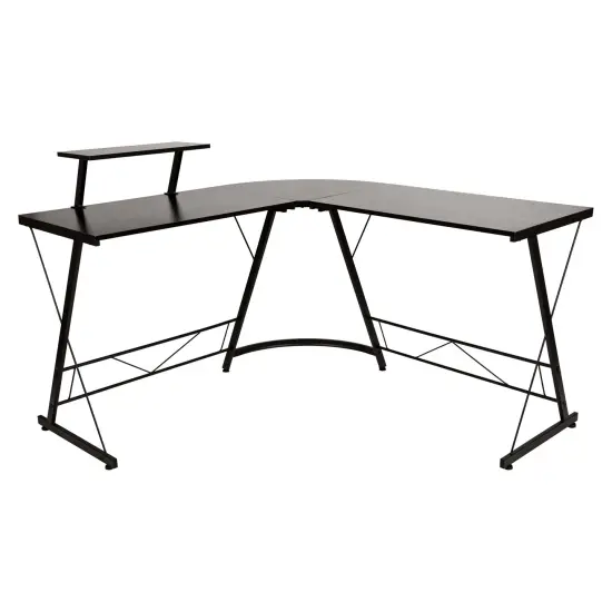 Emma and Oliver L-Shaped Computer Desk, Gaming Desk, Home Office Desk, Frame Black/Black {1}