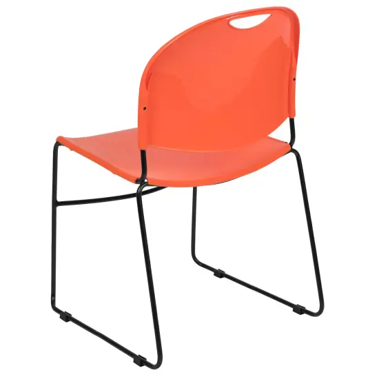 Emma and Oliver Ultra-Compact School Stack Chair - Office Guest Chair/Student Chair OrangePlastic/Black {4}