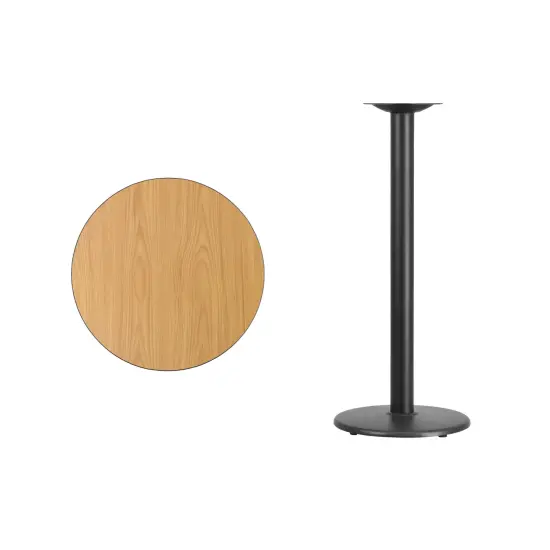 Emma and Oliver 24" Round Laminate Table Top with 18" Round Bar Height Table Base Natural {3}
