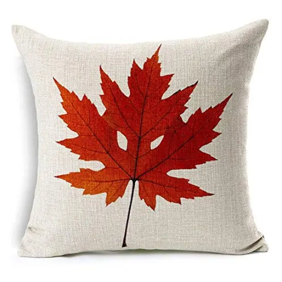 LEIOH Fall Decor Cotton Linen Leaves,Maple Leaf Autumn Decorations Cushion Covers 18 x 18 Inch Sofa Home Decor Throw Pillow Case for Bed Pillow Covers Set of 4 {5}