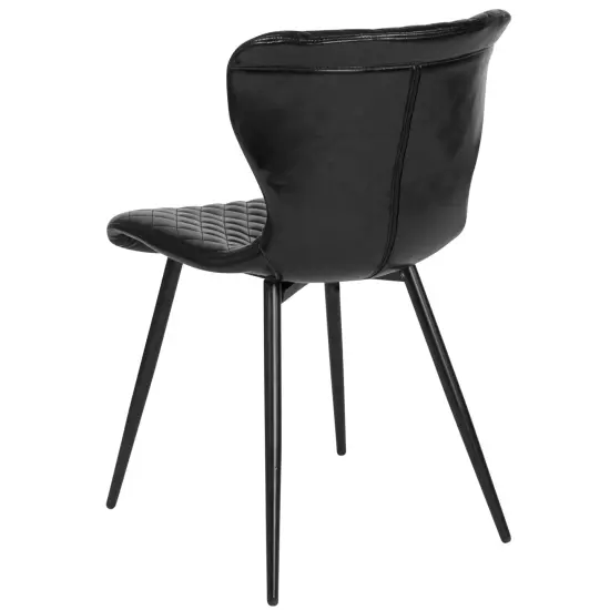 Emma and Oliver Contemporary Diamond Patterned Accent Dining Chair Black Vinyl {4}