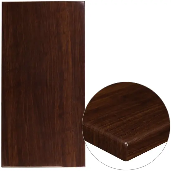 Emma and Oliver 30"x60" High-Gloss Resin Table Top with 2" Thick Drop-Lip Mahogany {5}
