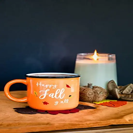 Pearhead Happy Fall Y'all Mug, Autumn Coffee Mug, Home Dećor Accessories, Orange, 15oz, Fall Kitchen Decorations, Holiday Tea or Coffee Mug {6}