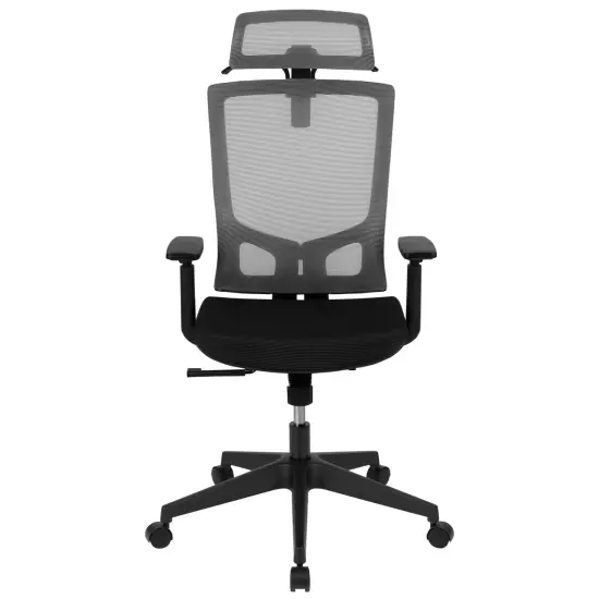 Emma and Oliver Ergonomic Mesh Office Chair-Synchro-Tilt, Pivot Headrest, Adjustable Arms Black {8}