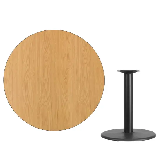 Emma and Oliver 42" Round Laminate Table Top with 24" Round Table Height Base Natural {3}