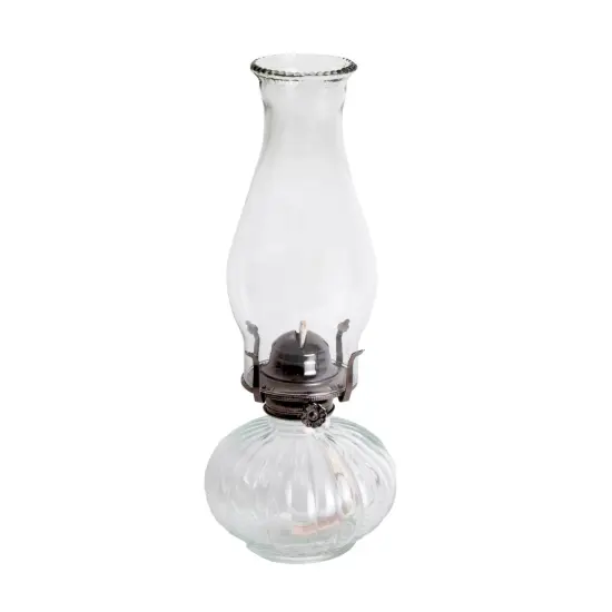 Lehman's Rayo Ellipse Oil Lamp, Indoor Non-Electric Lighting for Everyday or Emergencies, Clear Glass Font and Chimney, Silver-Plated Burner, 13 inches {1}