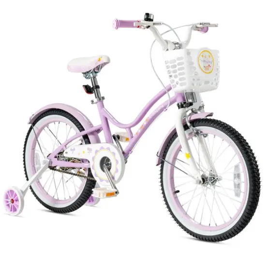 18 Inch Kids Adjustable Bike with Removable Training Wheels and Detachable Basket Pink {8}