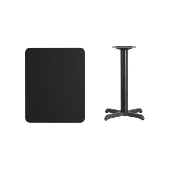 Emma and Oliver 24"x30" Rectangular Laminate Table with 22"x22" Table Height Base Black {1}