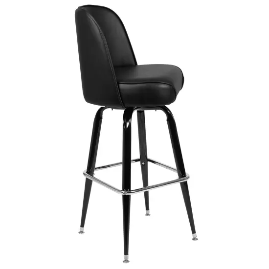 Emma and Oliver Metal Barstool with Swivel Bucket Seat Black {6}
