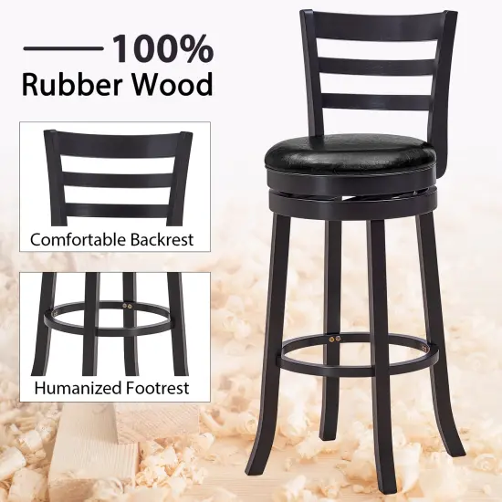 Set of 2 Bar Stools Swivel Bar Height Chairs with PU Upholstered Seats Kitchen {6}