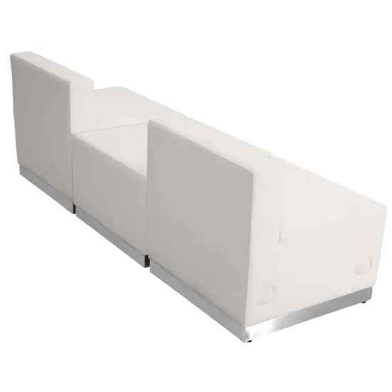 Emma and Oliver Faux Leather Modular Reception Seating Configuration, 3 Pieces Melrose White {3}