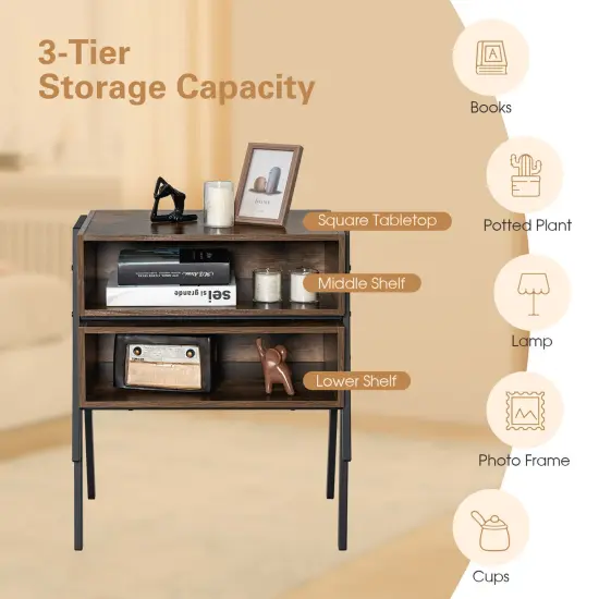 2 Pieces Stackable Night Stand Bedside End Table Set {5}
